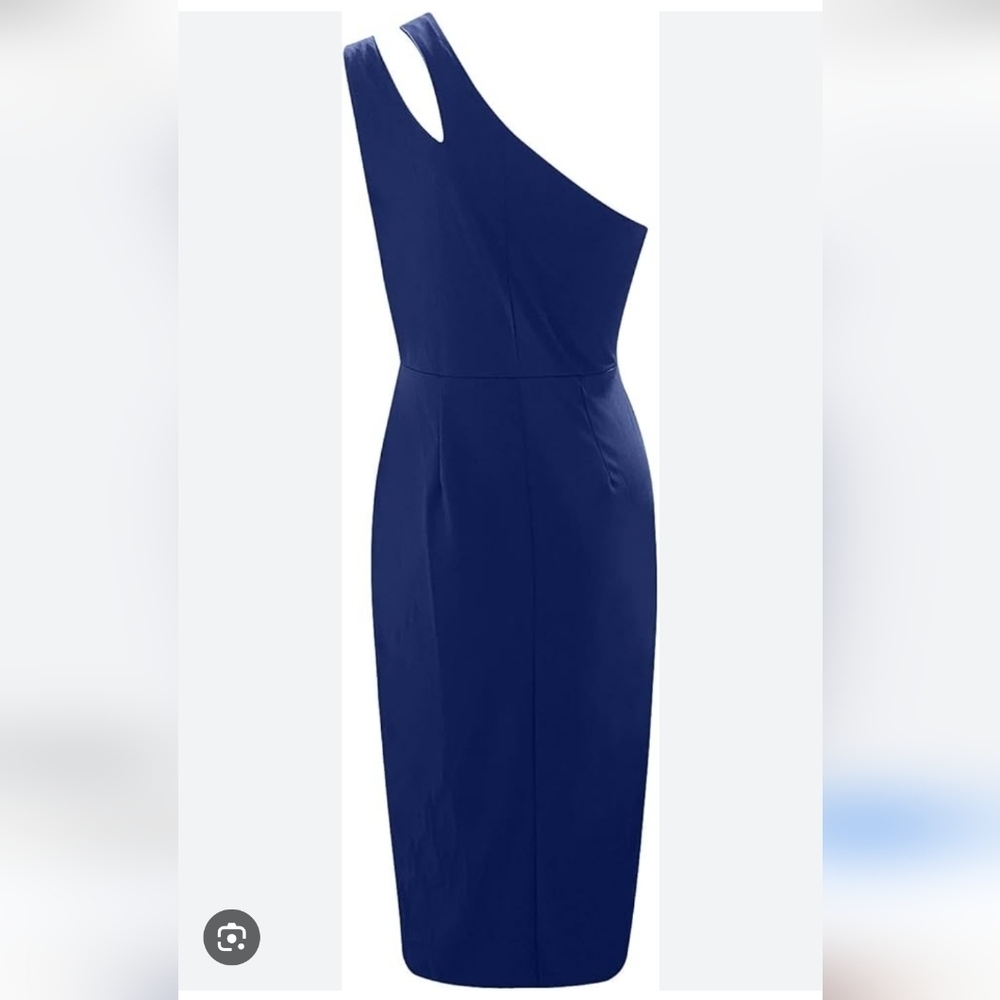 Women's Elegant Blue One-Shoulder Midi Dress - Size Small BNWOT